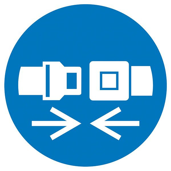 SafetyMarking Gebotsschild, Rückhaltesystem benutzen, Ø 5 cm, Folie, selbstklebend, VE: 6 Stück/Bogen, 30.A7405