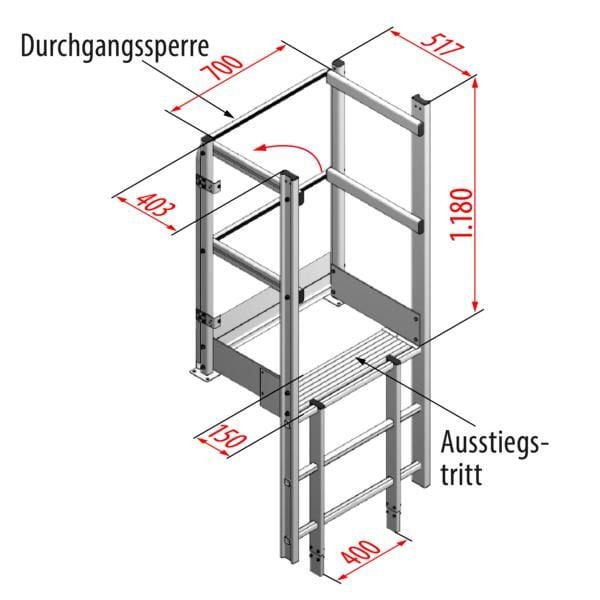 HYMER Ausstieg breit mit Handlauf, Aluminium, 0054055