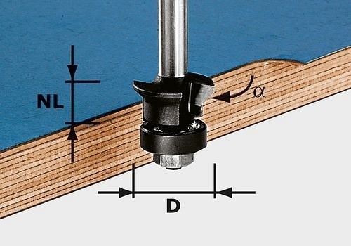 Festool Fase-Bündigfräser HW S8 D24/0° +45°, 491026