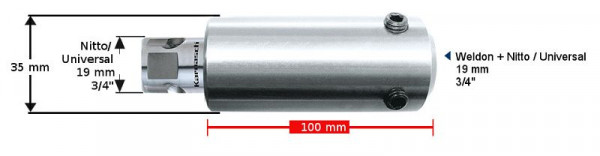 Karnasch Verlängerung 100mm Nitto, Universal 19mm / 3/4', VE: 2 Stück, 201409