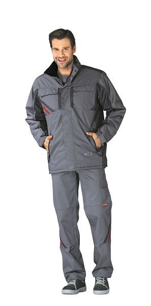 Planam Highline Winterjacke, zink/schiefer/rot, Größe XS, 2301040