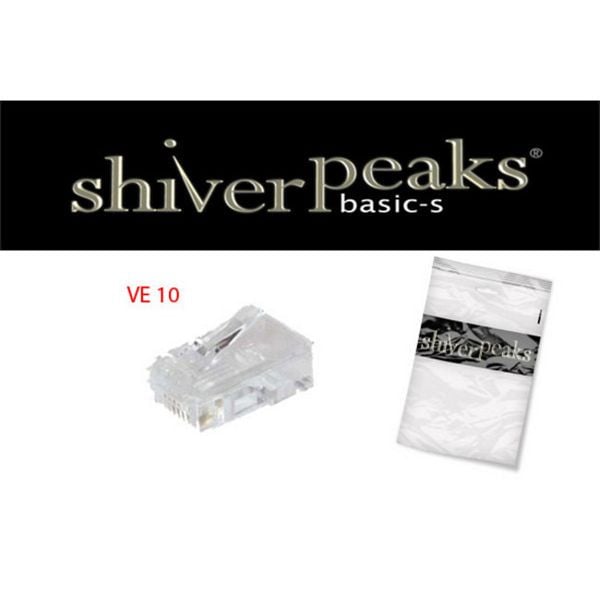 shiverpeaks BASIC-S, Netzwerk Modular-Stecker RJ45 8polig, 8 Kontakte belegt, vergoldete Kontakte, für Rundkabel, VE: 10 Stück, BS72051R-10