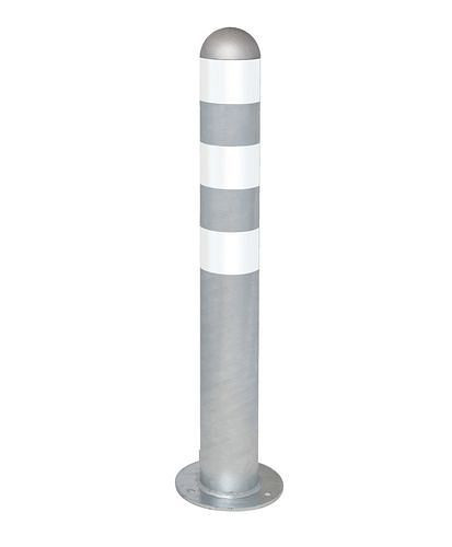 DENIOS Ladesäulen Rammschutz-Poller aus Stahl, H 800 mm, Ringe weiß, zum Aufdübeln, 280368