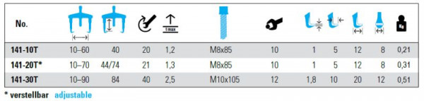 NEXUS Mini-Abzieher mit T-Griff, 3-armig (60x40)mm, 141-10T