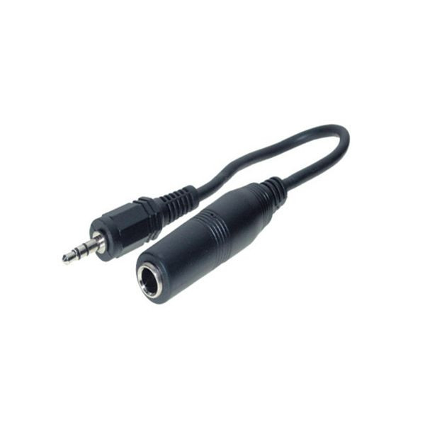 S-Conn Klinkenstecker 3,5mm Stereo auf Klinkenkupplung 3-pol 6,3mm, 0,2m, 30701