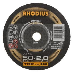 Rhodius TOPline XT10 MINI Extradünne Mini Trennscheibe, Durchmesser [mm]: 50, Stärke [mm]: 2, Bohrung [mm]: 6, VE: 25 Stück, 206800