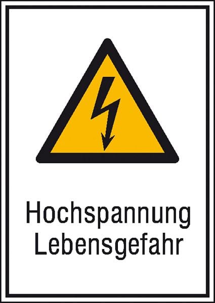 SafetyMarking Warn-Kombischild, Hochspannung Lebensgefahr, BxH 13,1x18,5 cm, Kunststoff (Hart-PVC), 43.0428