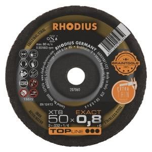 Rhodius TOPline XT8 EXACT MINI Extradünne Mini Trennscheibe, Durchmesser [mm]: 50, Stärke [mm]: 0.8, Bohrung [mm]: 6, VE: 50 Stück, 207060