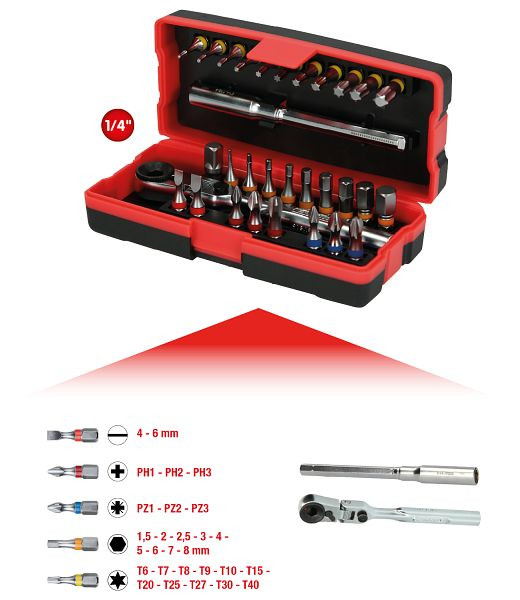 KS Tools 1/4" Bit-Satz, 31-teilig, 918.3015