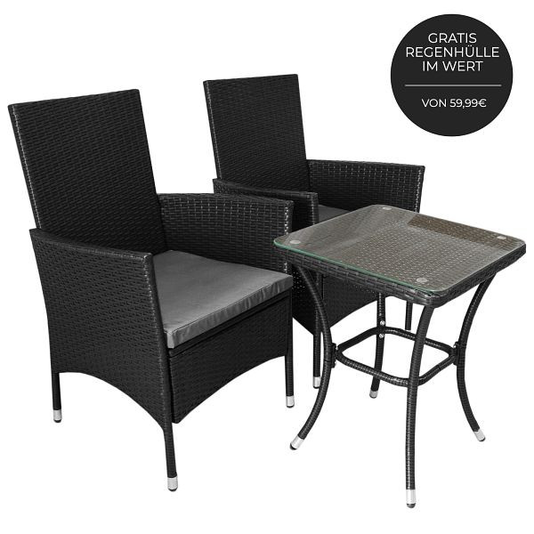 Monster Jardi Rattan Bistro Set Schwarz, 27118