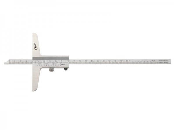 HELIOS PREISSER Tiefenmessschieber, gerade Messstange, rostfreier Stahl, Messbereich 0 - 300, Messbrückenlänge 100 mm, 282203