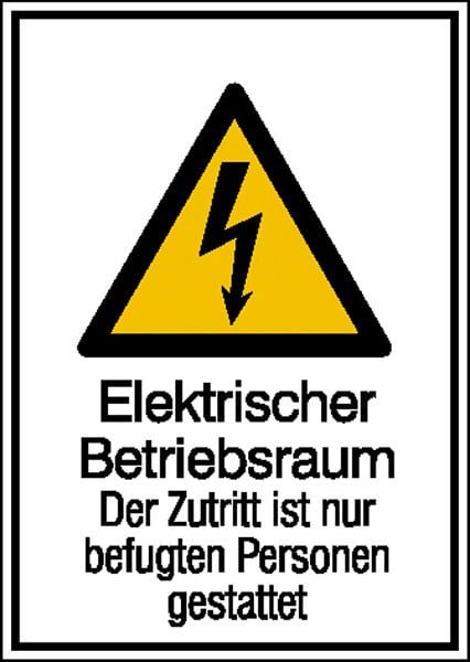 SafetyMarking Warn-Kombischild, Elektrischer Betriebsraum, Der Zutritt ist nur befugten Personen gestattet, BxH 13,1x18,5 cm, Folie, selbstklebend, 21.1243