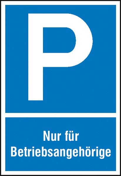 SafetyMarking Parkplatzschild, Symbol: P, Text: Nur für Betriebsangehörige, BxH 40x60 cm, Aluminium, geprägt, 11.5115