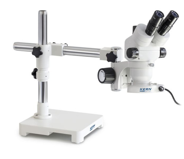 KERN Optics Stereomikroskop-Set, klein, UK, Teleskoparm-Ständer (Platte), Greenough 0,7 x - 4,5 x, Trinokular, OZM 903UK