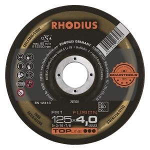 Rhodius TOPline FS1 FUSION Schruppscheibe, Durchmesser [mm]: 125, Stärke [mm]: 4, Bohrung [mm]: 22.23, VE: 10 Stück, 207830