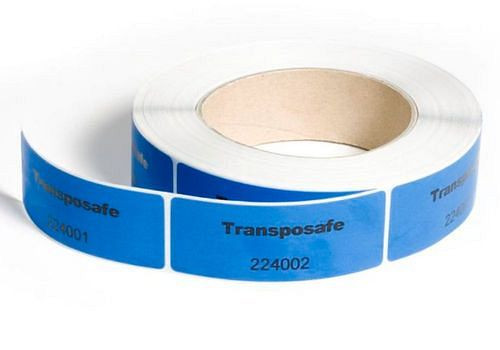 DENIOS Transposafe Sicherheitslabel, zur Versiegelung, 30 x 78 mm, 1 Rolle à 250 Stück, 290819