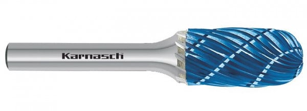 Karnasch Hartmetall-Frässtift Blue-Tec beschichtet WRC/ HP-8 d1= 10 / l2= 20 / d2= 6 / l1= 65mm, VE: 2 Stück, 116043020