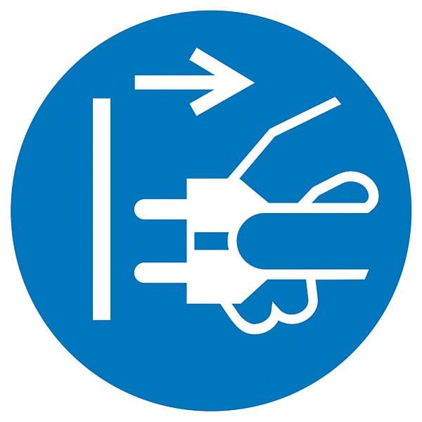 SafetyMarking Gebotsschild, Netzstecker ziehen, Ø 5 cm, Folie, selbstklebend, VE: 6 Stück/Bogen, 30.A7427