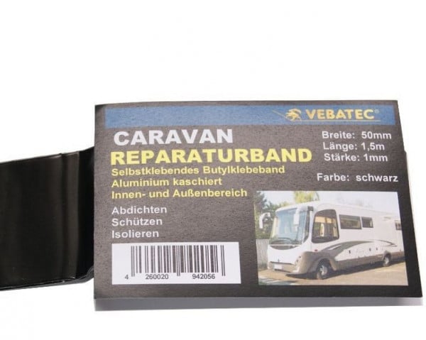 Vebatec Caravan Reparaturband Aluminium, Farbe: schwarz, 50mm x 1,5m, 166