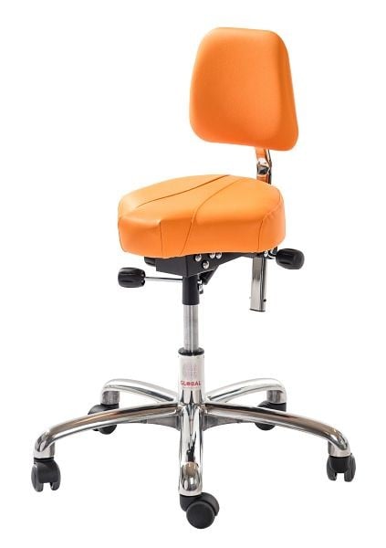 Global Professional Seating Gamma mit XL Rückenlehne Sattelstuhl, Kunstleder orange, 462138822