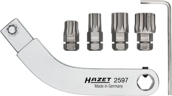 Hazet Türscharnier Einsteck-Werkzeug, gebogener Bithalter, Satz, Einsteck-Vierkant 9 x 12 mm, Sechskant hohl 8 mm, Innen TORX® Profil, 2597-2/5