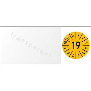 Moedel Kabelprüfplakette Jahr mit Monaten 2019, Folie, 60x25 mm, VE: 10 Stück/Bogen, 54631