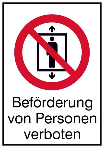 SafetyMarking Verbots-Kombischild, Beförderung von Personen verboten, BxH 13,1x18,5 cm, Folie, selbstklebend, 21.A6160