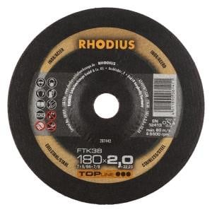 Rhodius TOPline FTK38 Freihandtrennscheibe, Durchmesser [mm]: 180, Stärke [mm]: 2, Bohrung [mm]: 22.23, VE: 25 Stück, 207442