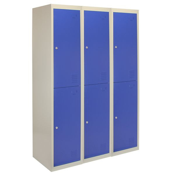 Monster 3x 2-türiger Schließfachschrank Spind, Blau, 23649