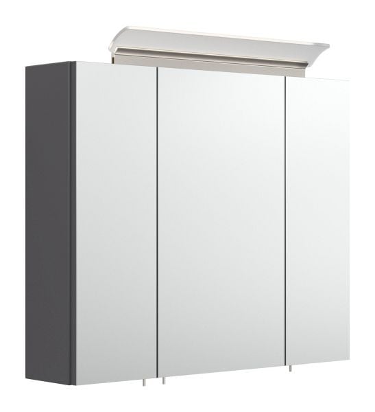 Posseik Spiegelschrank 75 inklusive LED-Acrylglaslampe anthrazit seidenglanz, 75 x 62 x 17 cm, PSPS75CM1000104DE