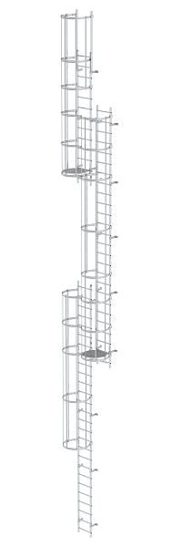 Munk Günzburger Steigtechnik Mehrzügige Steigleiter mit Rückenschutz (Notleiter) Aluminium blank 15,20m, 510245