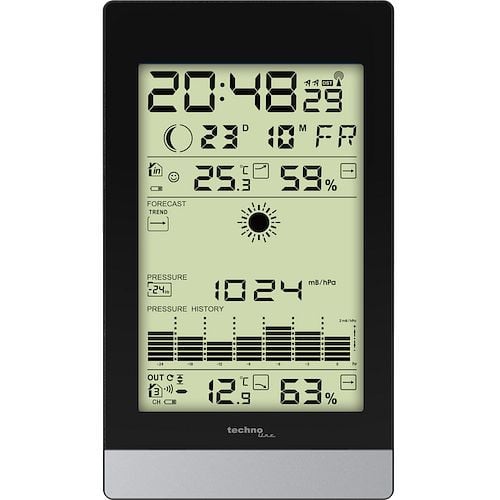 Technoline Wetterstation, DCF-77 Funkuhr mit manueller Einstelloption, Abmaße: 108 x 184 x 28 mm, WS 9050