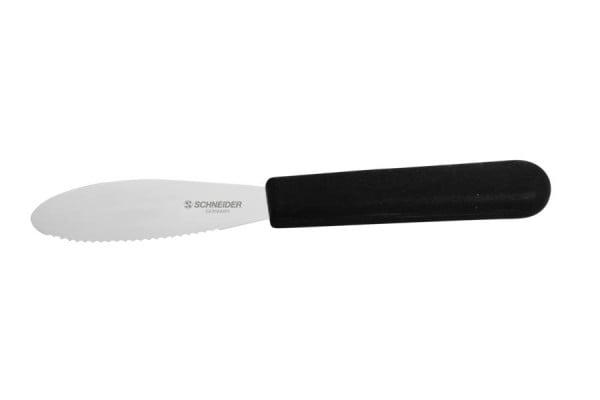 Schneider Streichmesser mit Wellenschliff, Griff schwarz, 12cm, 260673