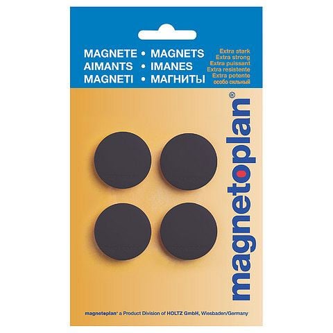 Magnetoplan Magnet Discofix Standard auf Blisterkarte, Farbe: schwarz, VE: 4 Stück, 16642412