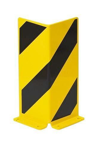 DENIOS Anfahrschutz-Winkel aus Stahl, L-Profil, Höhe 400 mm, Stärke 5 mm, gelb/schwarz, 248457