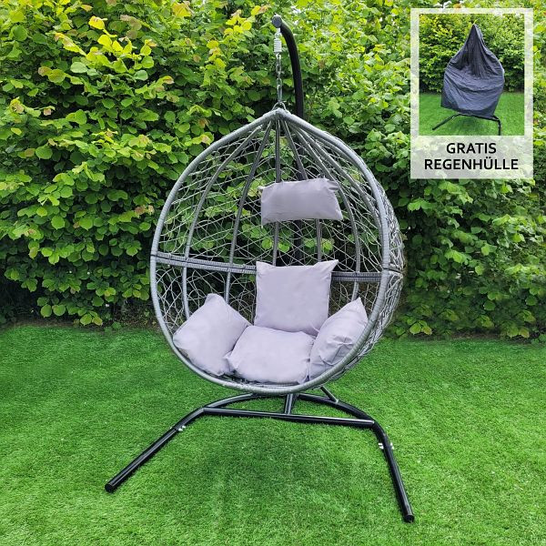 Monster Polyrattan Hängesessel Grau, 28007