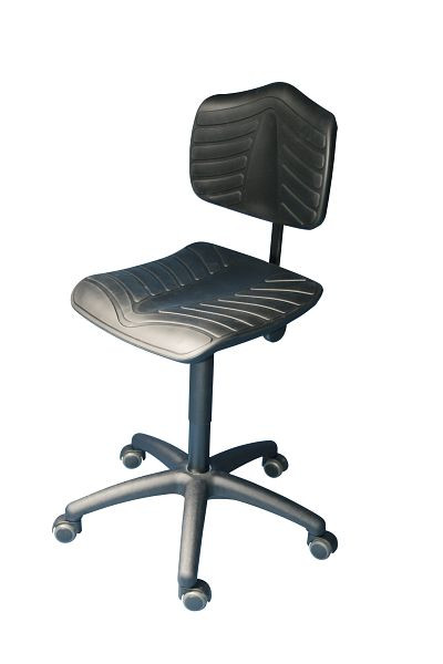 Lotz Arbeitsstuhl "Soft" PU-soft, schwarz, 15-Shore-Schaumsystem, Sitzhöhe 460 - 650 mm, Kunststoff-Fußkreuz, Ø 630 mm, Rollen, 7540.11