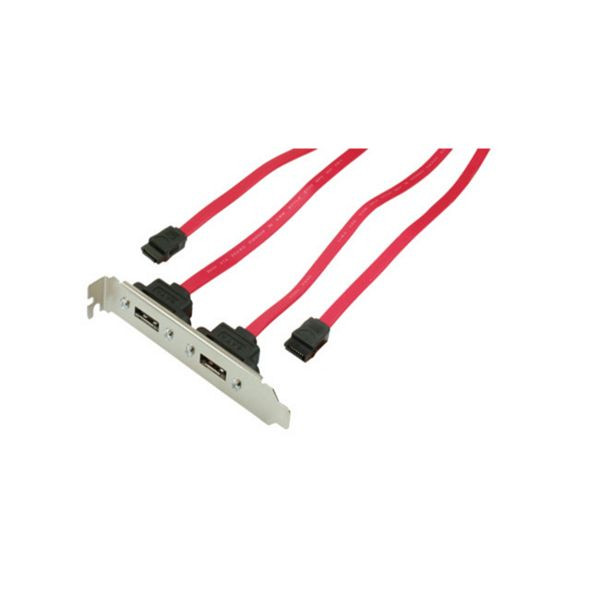 S-Conn S-ATA zu e-SATA Slotblech, 2-PORT, inkl Kabel, 75626