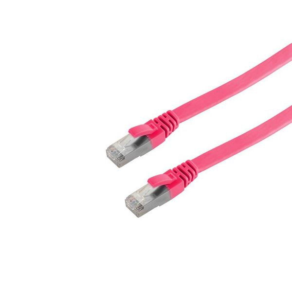 shiverpeaks BASIC-S, RJ45 Patchkabel-Flachkabel, Flat U/FTP mit CAT 7 Rohkabel, slim, magenta, 1,0m, BS75511-SLM