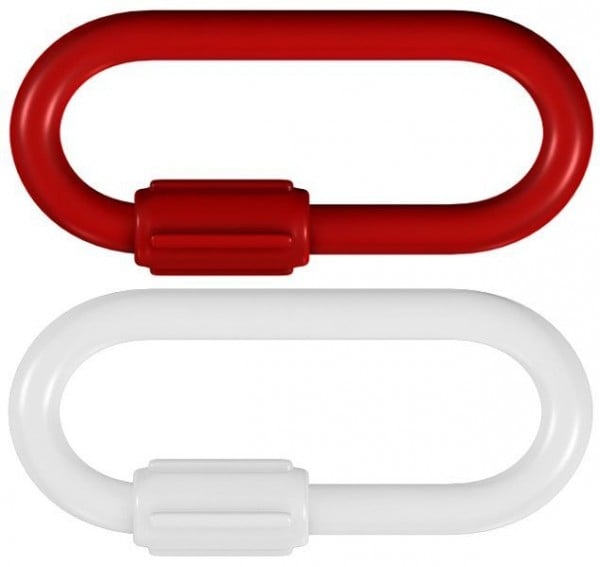 Dörner + Helmer PE-Kunststoff-Notglied mit Schraube (SB-Box), rot, weiß für 6 mm Kette, VE: 10 Stück, 4810324