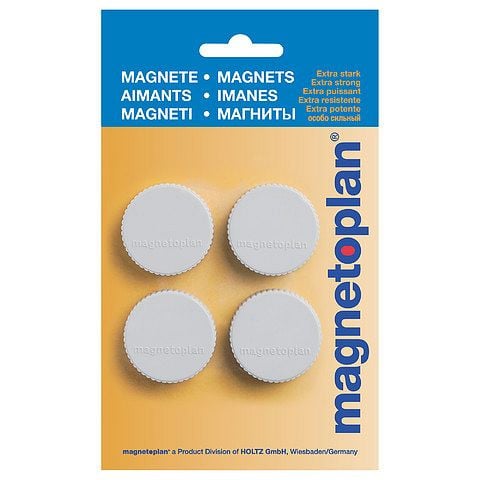 Magnetoplan Magnet Discofix Magnum, auf Blisterkarte, Farbe: weiss, VE: 4 Stück, 16600400