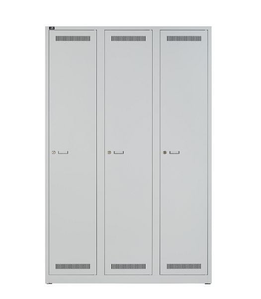 Bisley LIGHT Garderobenschrank 3 Abteile 400, lichtgrau, GL12T1245