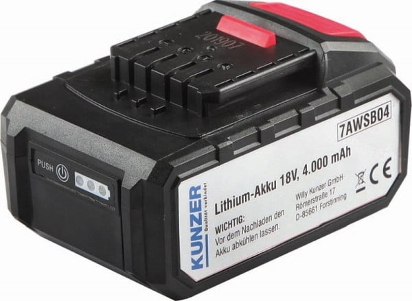 Kunzer Lithium-Akku 18V für 7ASW125 und 7ASS03, 7AWSB04