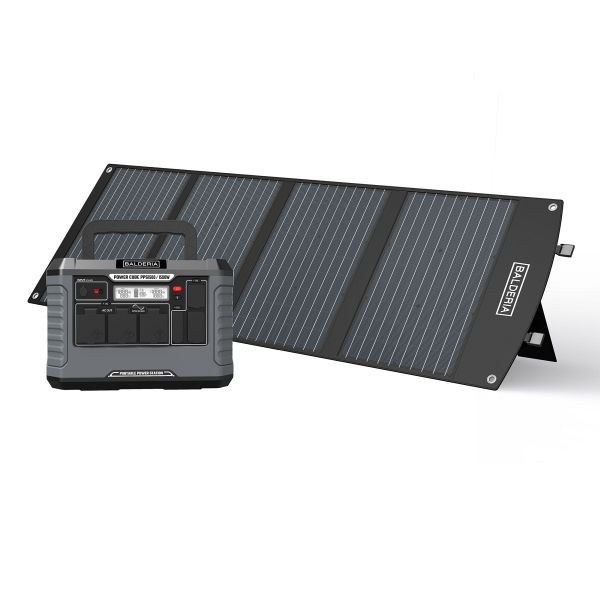 BALDERIA Power Set PS1500-120 Mobiler Stromerzeuger/Stromspeicher/Solar-Generator: Tragbare Powerstation 1500W + Solarpanel 120W, PPS1500-SP120