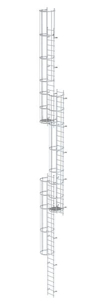 Munk Günzburger Steigtechnik Mehrzügige Steigleiter mit Rückenschutz (Notleiter) Aluminium blank 17,16m, 510255