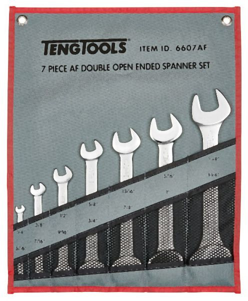 Teng Tools Doppelmaulschlüssel-Set, AF, Werkzeugrolle, 7 Teile, 6607AF