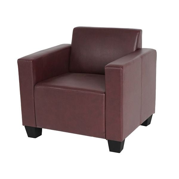 Mendler Sessel Loungesessel Lyon, Kunstleder, rot-braun, 75170