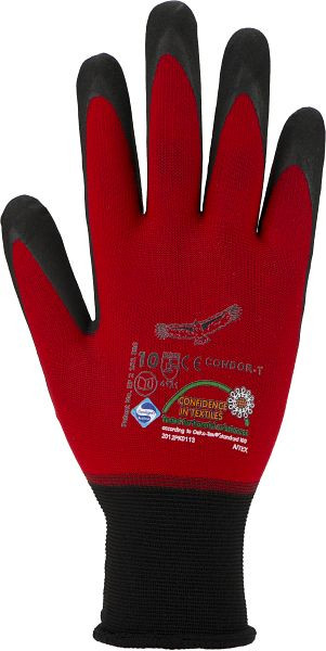 ASATEX Feinstrickhandschuh, Nitril-Mikroschaumbeschichtung, Farbe: rot/braun, VE: 120 Paar Größe: 12, CONDOR-T-12