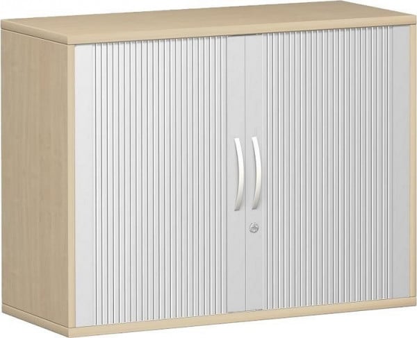 geramöbel Querrollladenschrank 1 Dekor-Einlegeboden, abschließbar, 1000x425x768, Silber/Ahorn, N-10Q210-SA