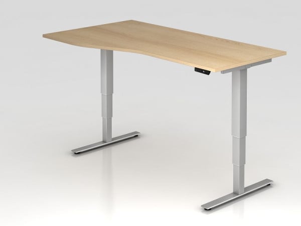 Hammerbacher Sitz-Steh-Schreibtisch elektrisch 180x100/80cm Eiche, Freiform, links oder rechts montierbar, VXDSM18/E/S